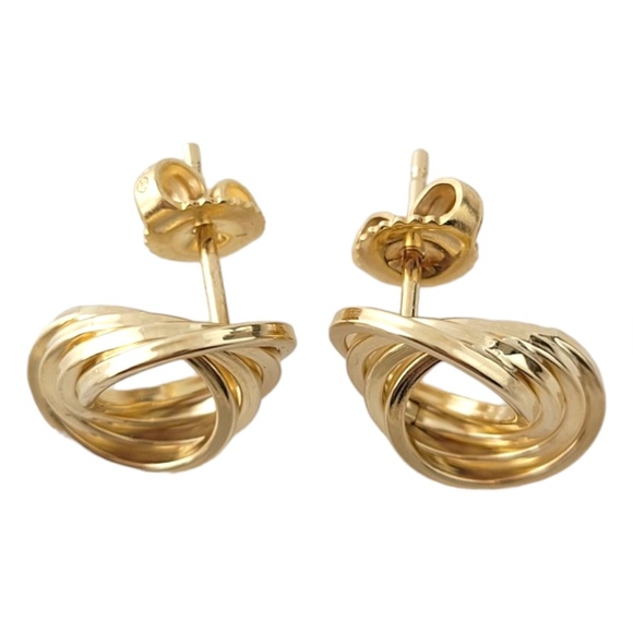 14K Yellow Gold Circle Knot Earrings #16875 - Picture 5 of 7